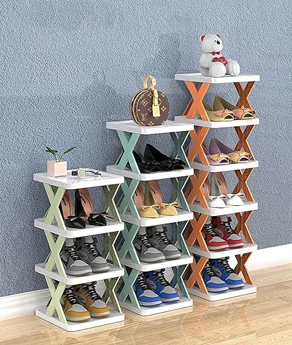 Shoe Organizer Foldable Shoe Storage Plastic Vertical Shoe Holder Plastic Shoe Rack