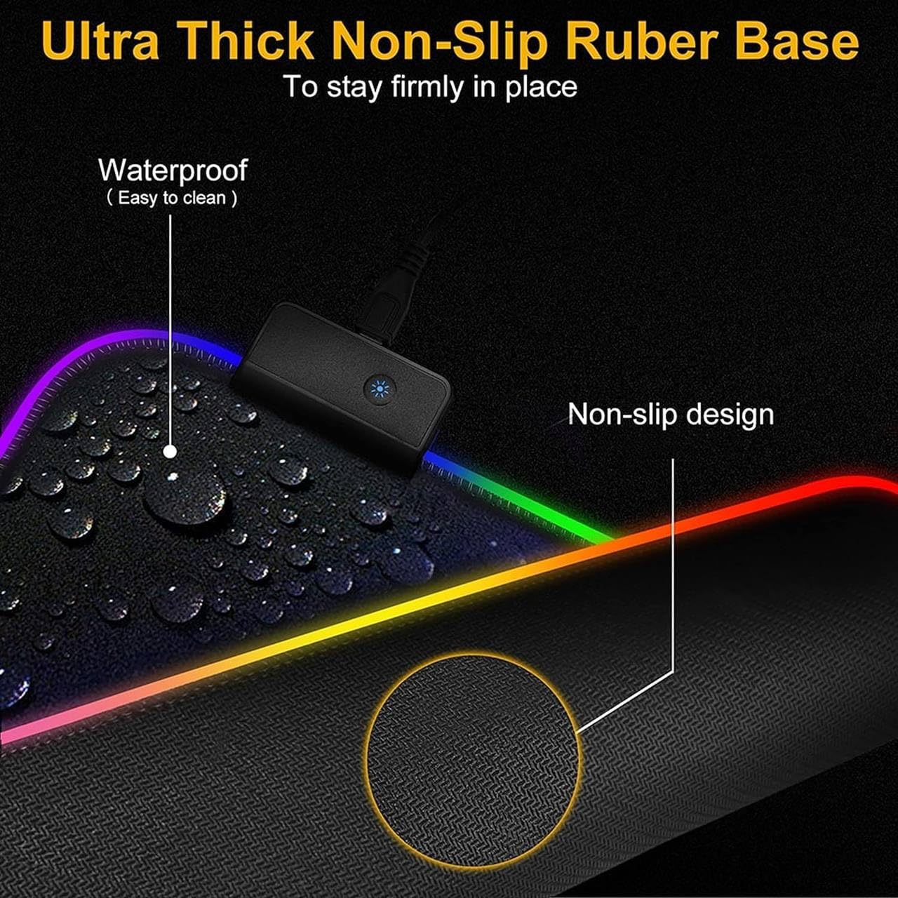 RGB Gaming Mouse Pad with Micro Weave Texture, 13 RGB Modes Mousepad  (Multicolor)